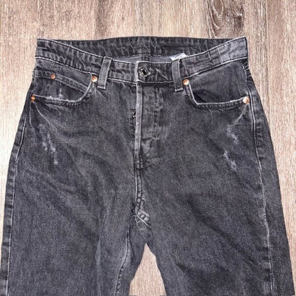 &Denim by H&M Women Boyfriend Mid Rise Black Denim Pants Jeans Size 2 - Picture 2 of 5